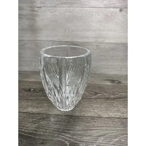 Waterford Carina Pattern Oval Vase Heavy Crystal Glass Bowl L7.75xH5.75xW4.5”